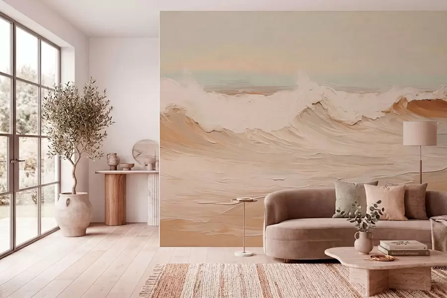 fototapeter Abstrakte havbølger i pastellfarger w05697