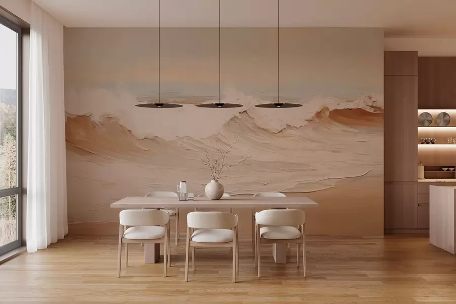 fototapeter Abstrakte havbølger i pastellfarger w05697