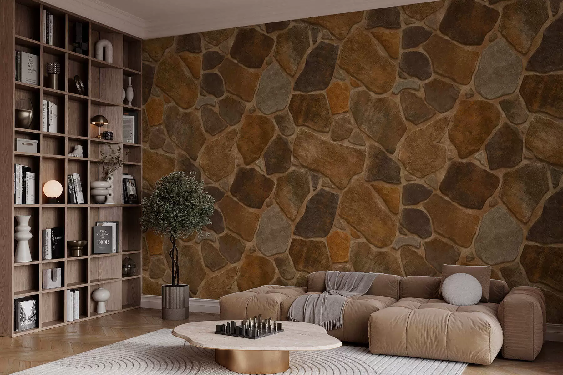 fototapeter Natursteinmønster i varme fargetoner w05691