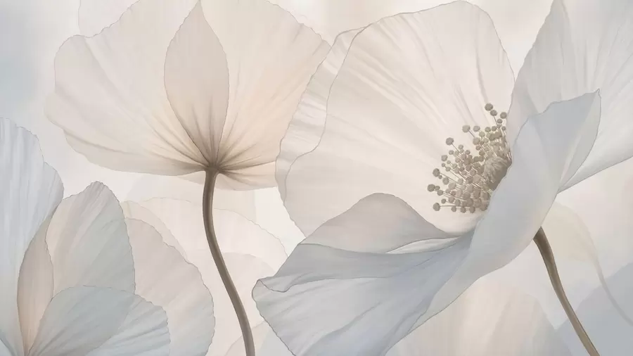 fototapeter Myke, store blomster i lyse pastellfarger w05692