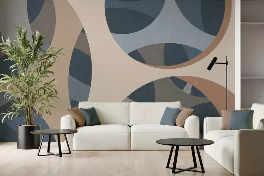 fototapeter moderne abstrakt teksturkunst i nyanser av blått og beige w05751