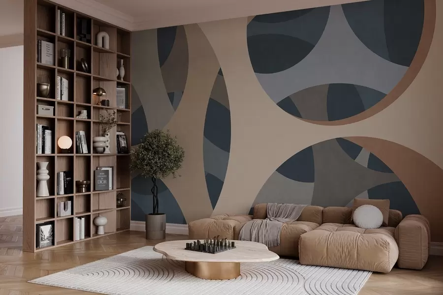 fototapeter moderne abstrakt teksturkunst i nyanser av blått og beige w05751