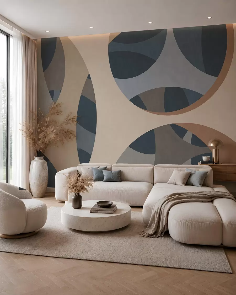 fototapeter moderne abstrakt teksturkunst i nyanser av blått og beige w05751