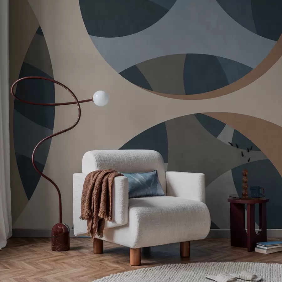 fototapeter moderne abstrakt teksturkunst i nyanser av blått og beige w05751