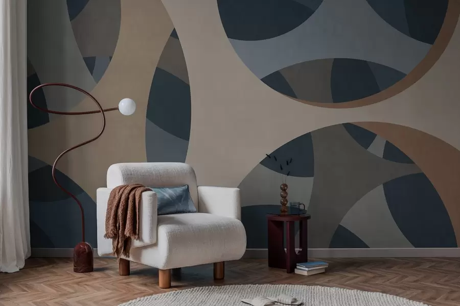 fototapeter moderne abstrakt teksturkunst i nyanser av blått og beige w05751