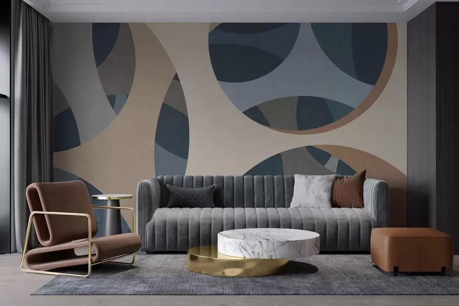 fototapeter moderne abstrakt teksturkunst i nyanser av blått og beige w05751