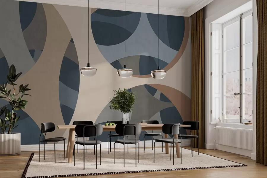 fototapeter moderne abstrakt teksturkunst i nyanser av blått og beige w05751