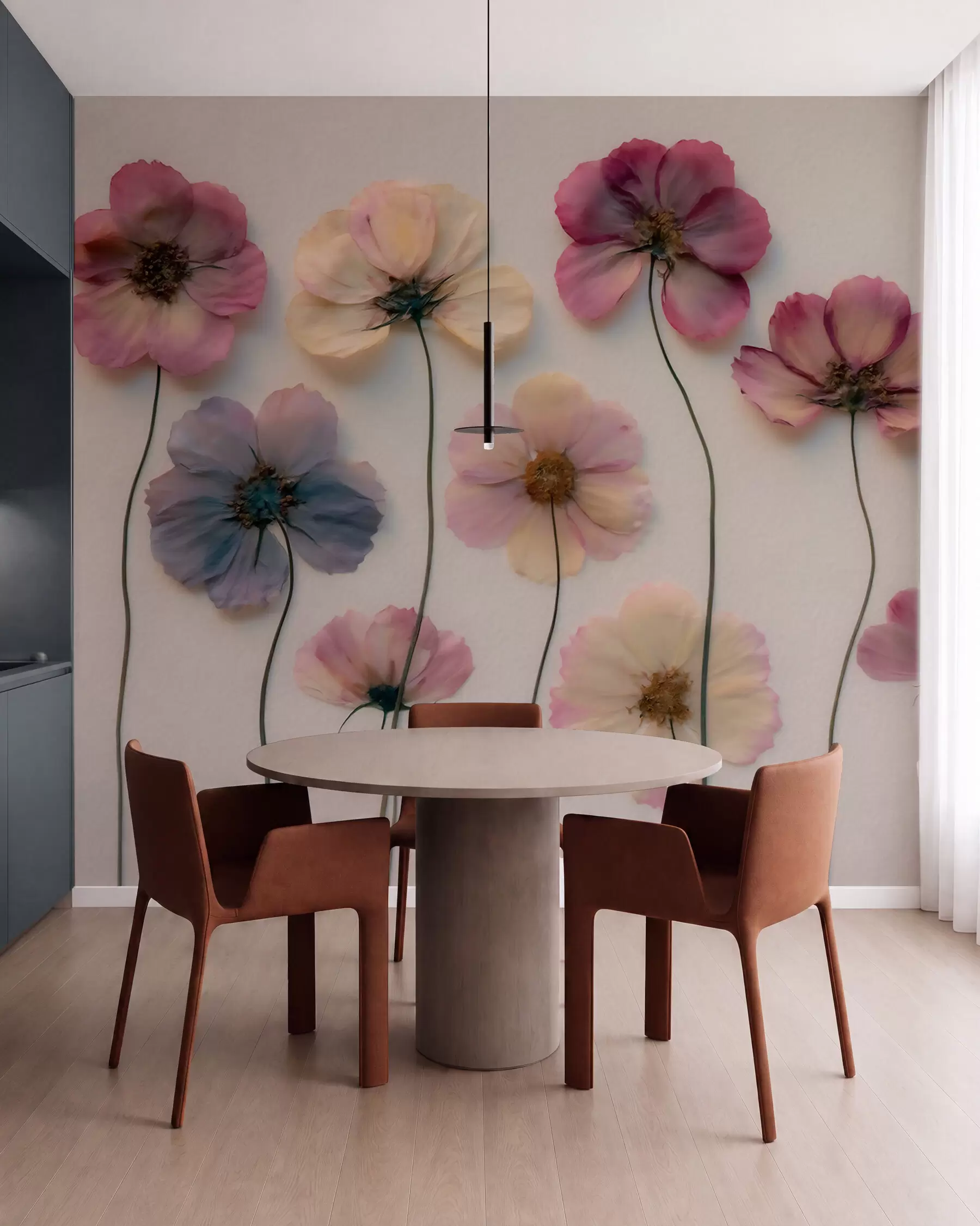 fototapeter Herbariumsammensetning med effekt av pressede blomster og 3D-tekstur w09911