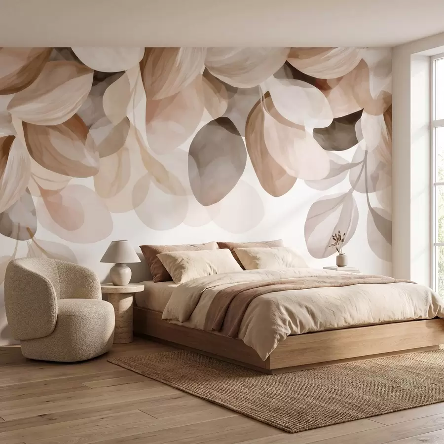 fototapeter Beige hengende blader i akvarellstil w09923