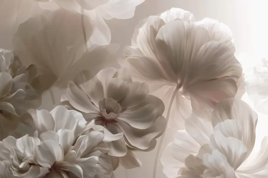 fototapeter Abstrakte, kremfargede magnoliablomsterblader w09937