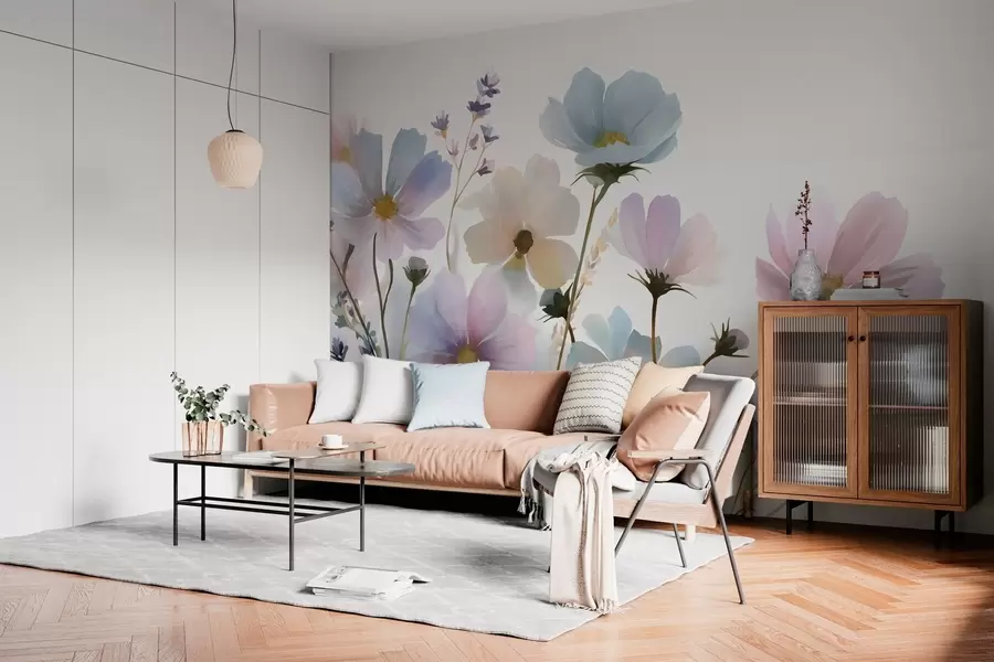 fototapeter Villblomster i akvarellstil w05755