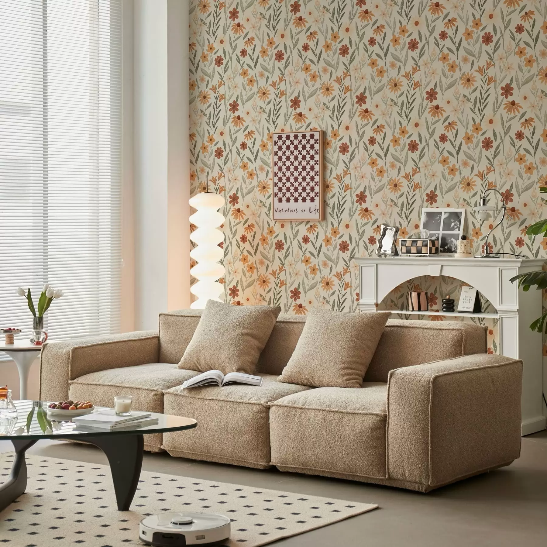 fototapeter Villblomster i varme oransje nyanser a01237