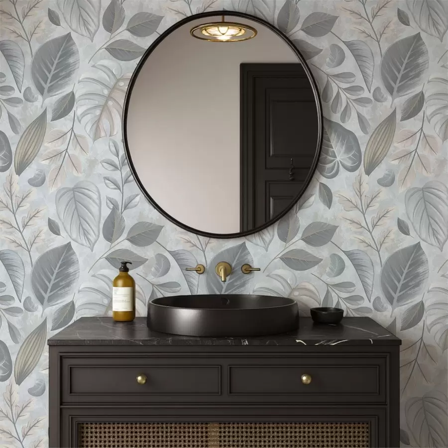 fototapeter Store dekorative blader i blågrå nyanser a01241