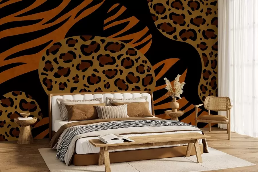 fototapeter Leopard- og tigermønstre inspirert av ville dyr w05759