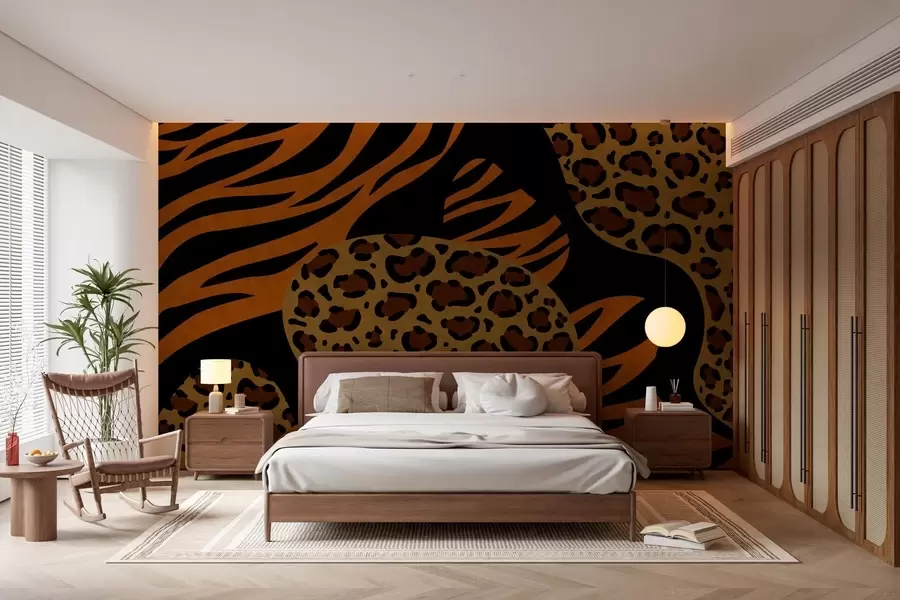 fototapeter Leopard- og tigermønstre inspirert av ville dyr w05759