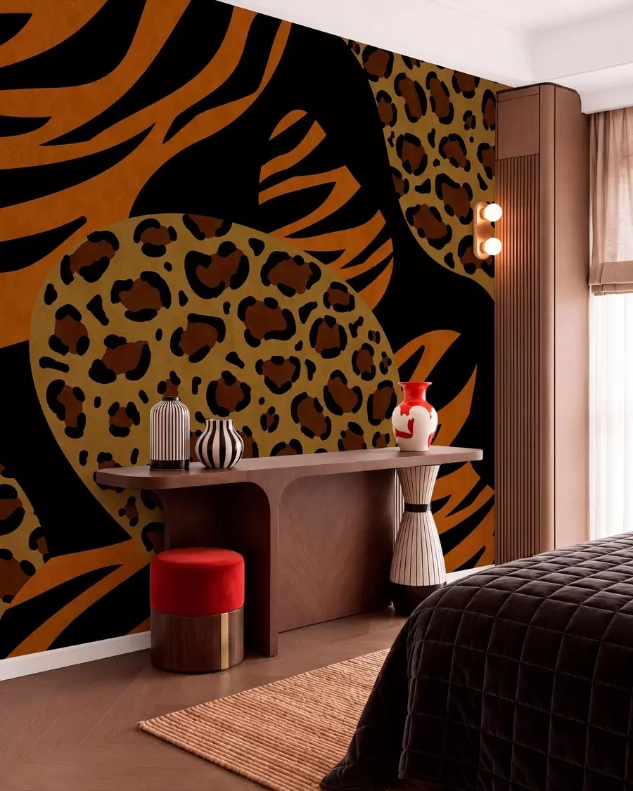 fototapeter Leopard- og tigermønstre inspirert av ville dyr w05759