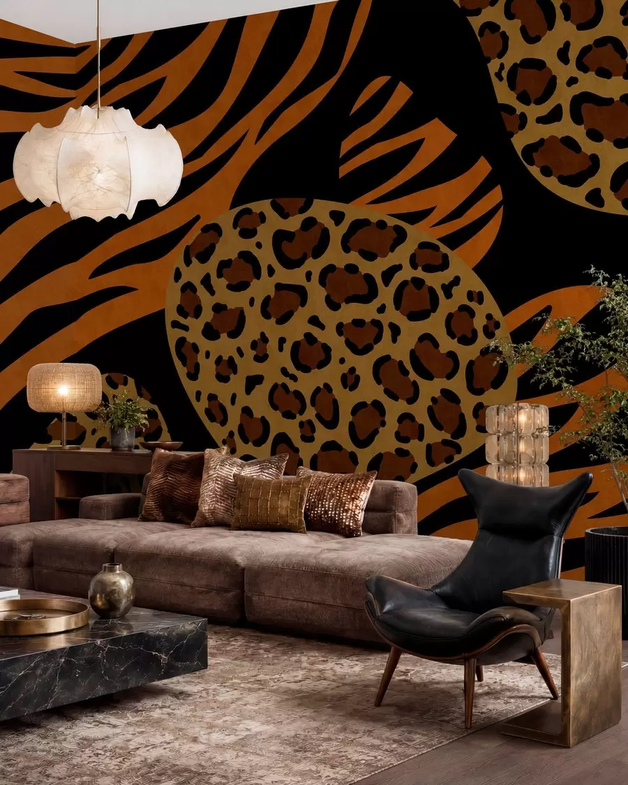 fototapeter Leopard- og tigermønstre inspirert av ville dyr w05759