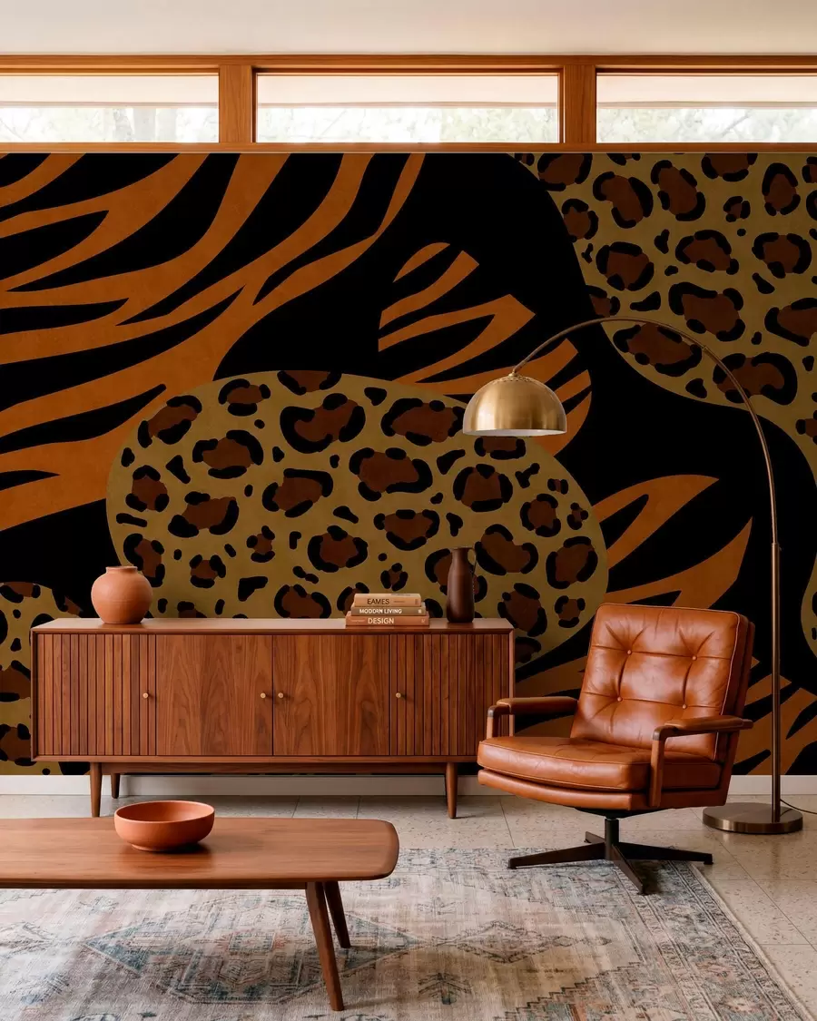 fototapeter Leopard- og tigermønstre inspirert av ville dyr w05759