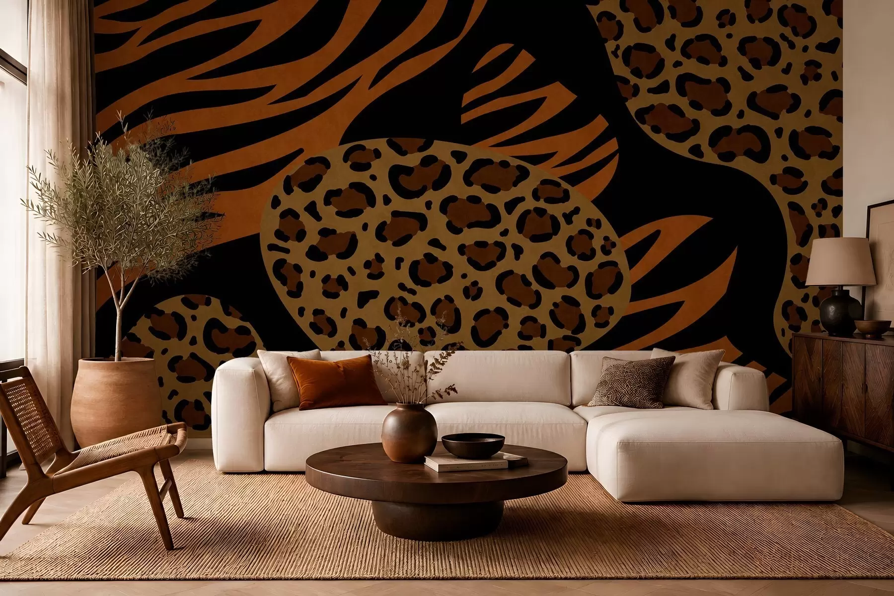 fototapeter Leopard- og tigermønstre inspirert av ville dyr w05759