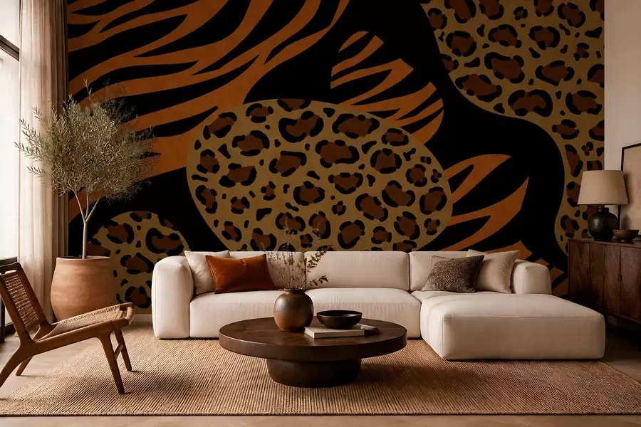 fototapeter Leopard- og tigermønstre inspirert av ville dyr w05759