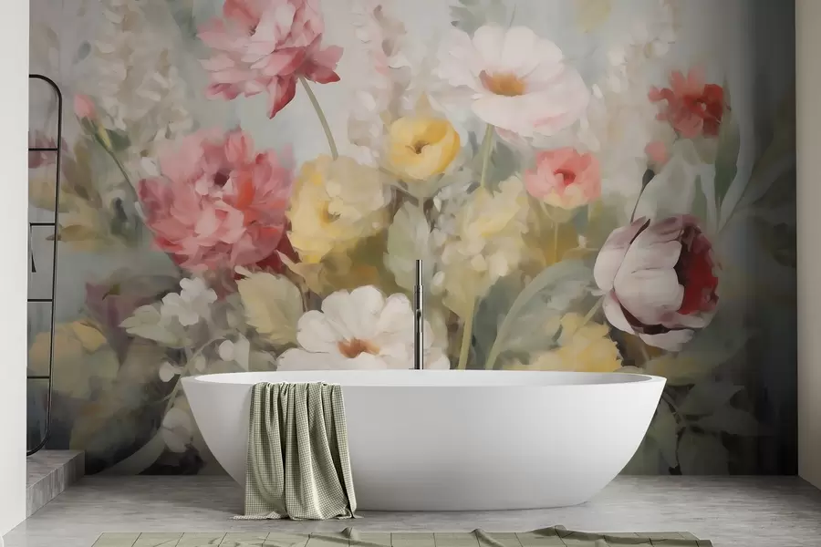 fototapeter Abstrakte blomster, malerilignende motiv w05877