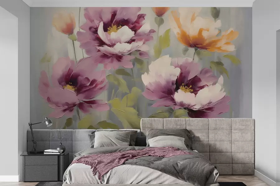 fototapeter Abstrakte, stiliserte blomster, malerilignende motiv w05848