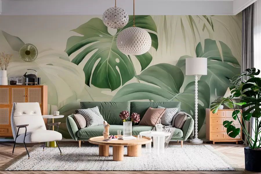 fototapeter Monstera, palmeblader w05909