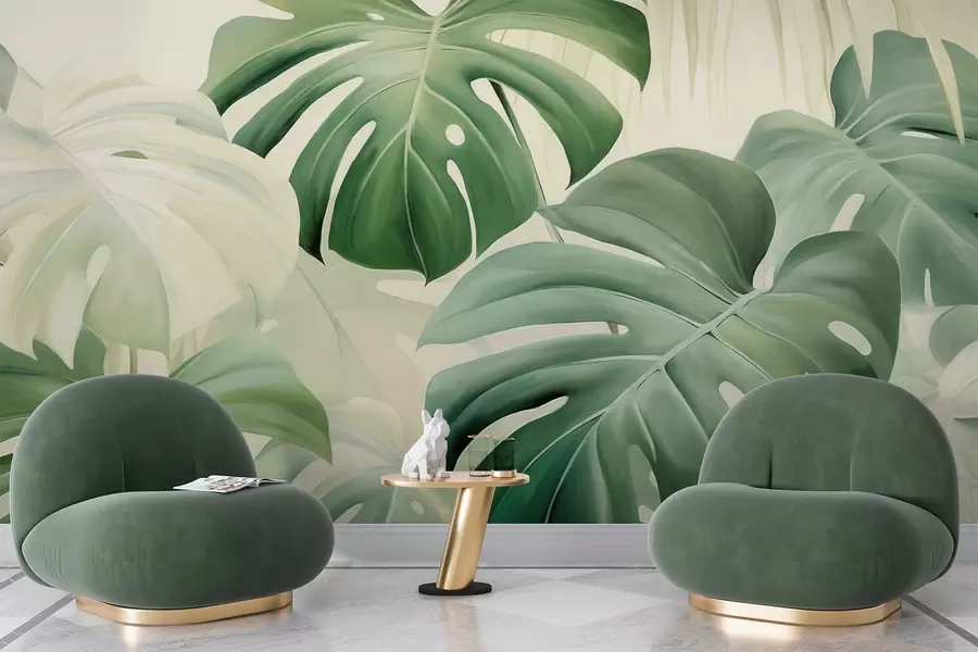 fototapeter Monstera, palmeblader w05909