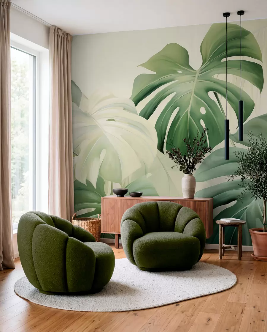 fototapeter Monstera, palmeblader w05909