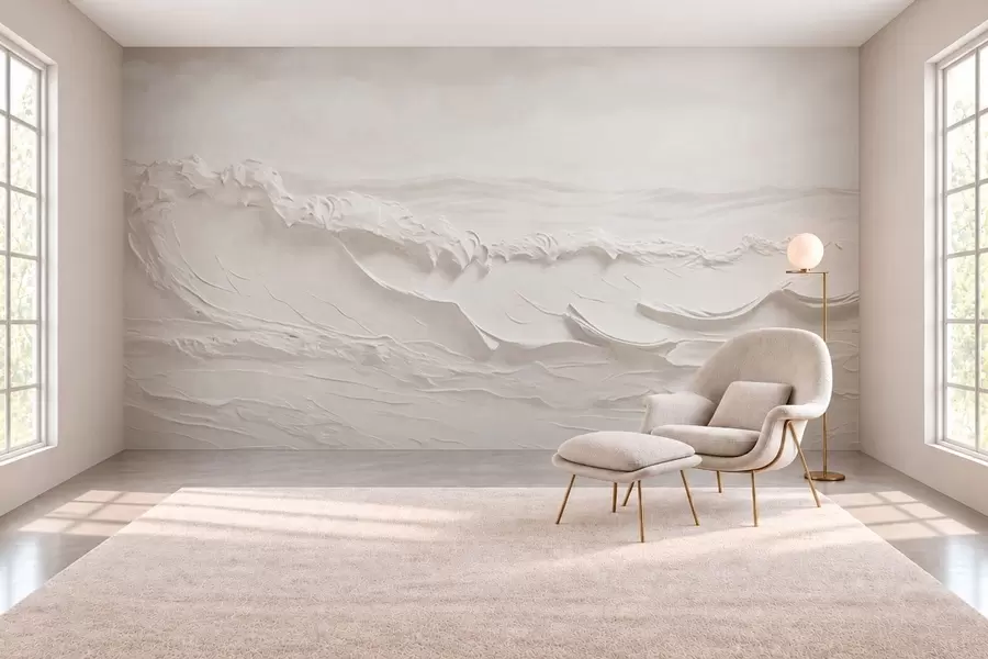 fototapeter Relieffbølger i lyse, nøytrale farger w05898v1