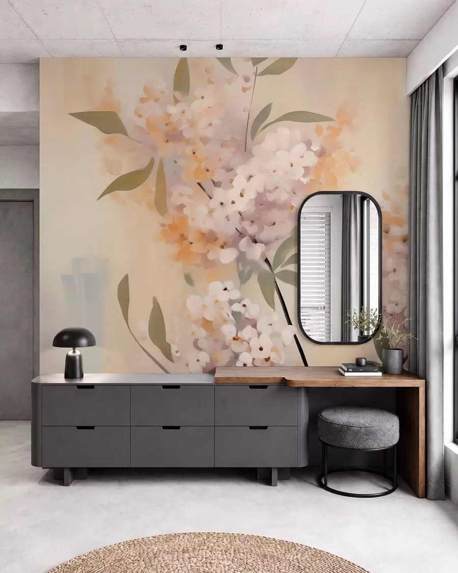 fototapeter Abstrakte grener med blomster w05872