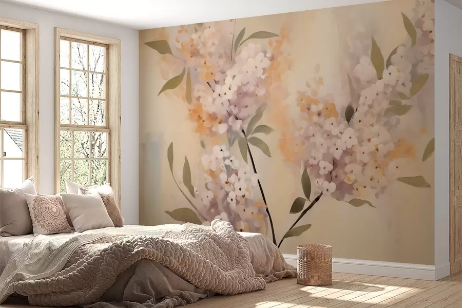 fototapeter Abstrakte grener med blomster w05872