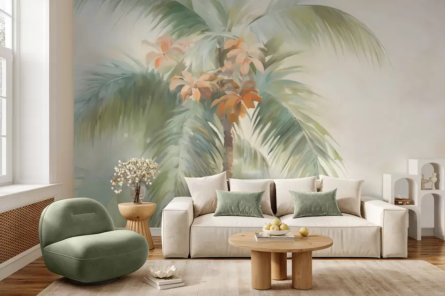 fototapeter Abstrakt palme, reproduksjon av maleri w05876