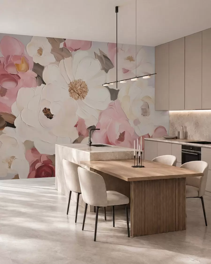 fototapeter Abstrakte blomster, gjengivelse av et maleri w05905