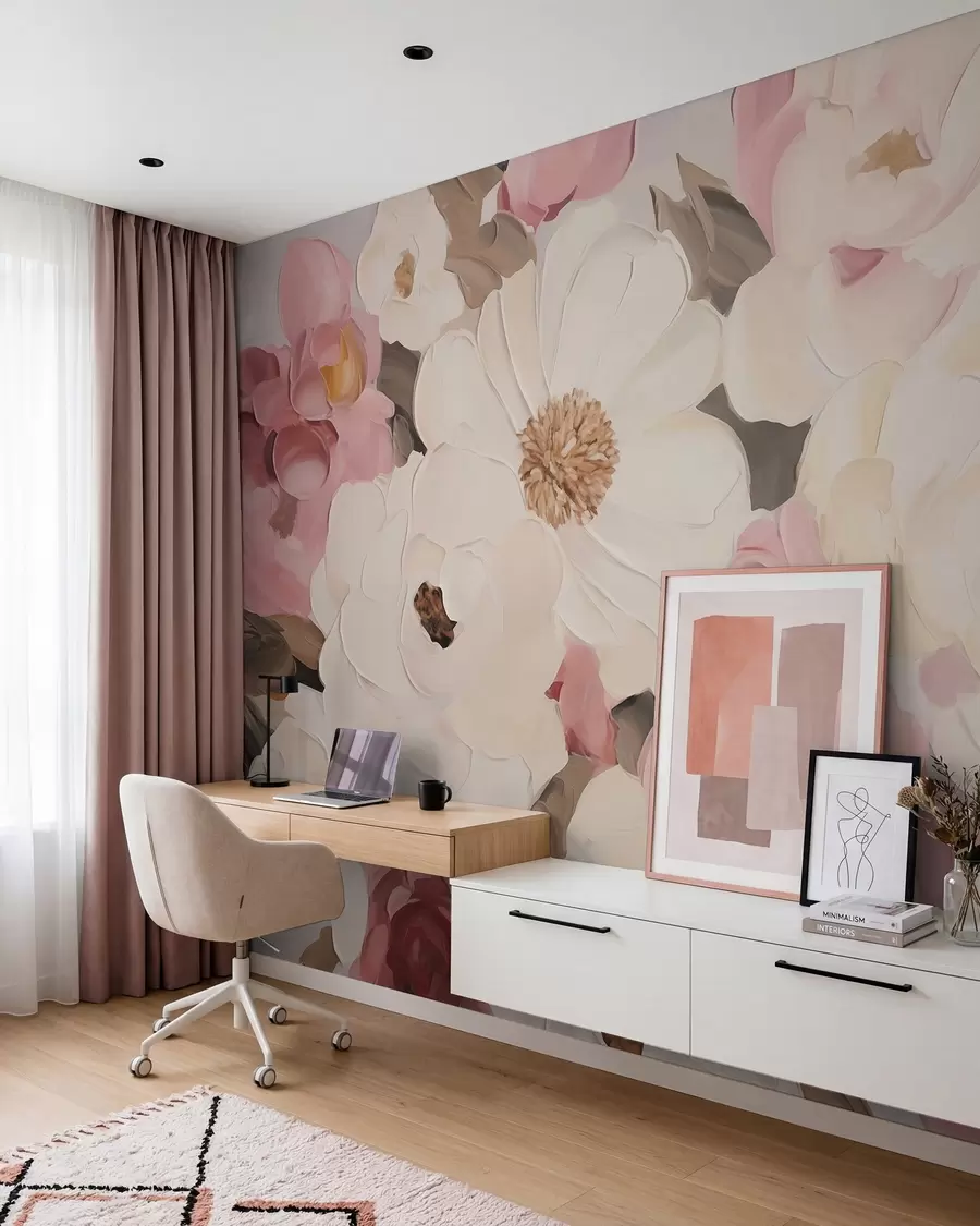 fototapeter Abstrakte blomster, gjengivelse av et maleri w05905