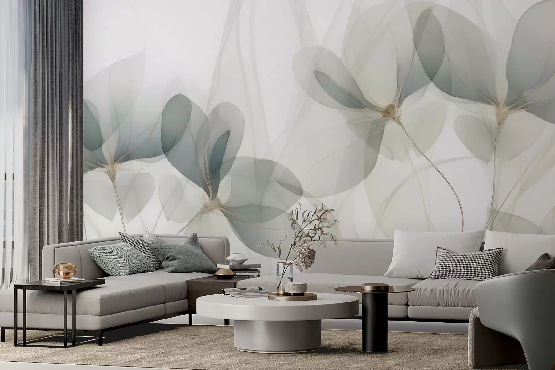 fototapeter Abstrakte blomster, gjengivelse av et maleri w05952