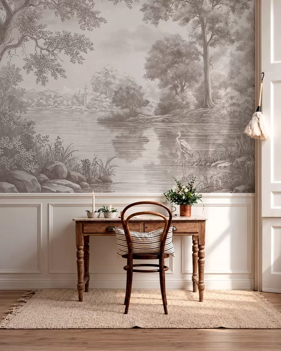 fototapeter Hegrens hvil · Gråbeige w05805