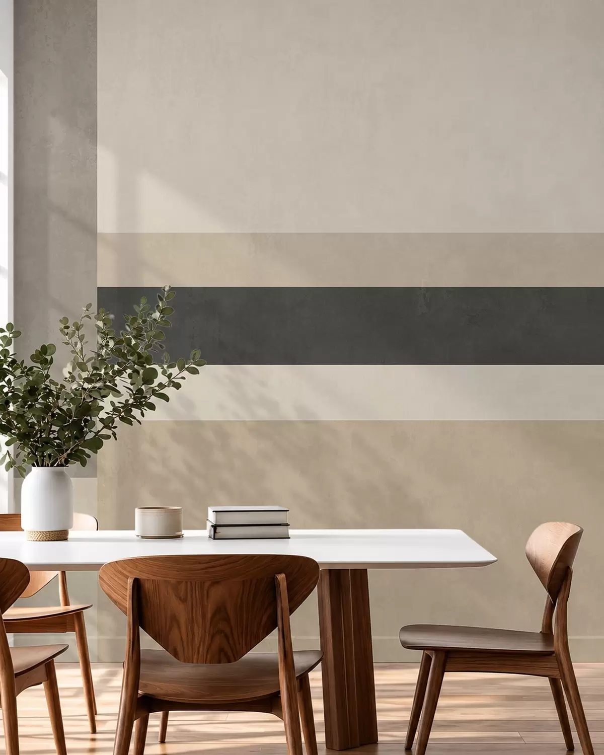 fototapeter Abstrakte rektangler i varme beigefarger med en mørk stripe w05890