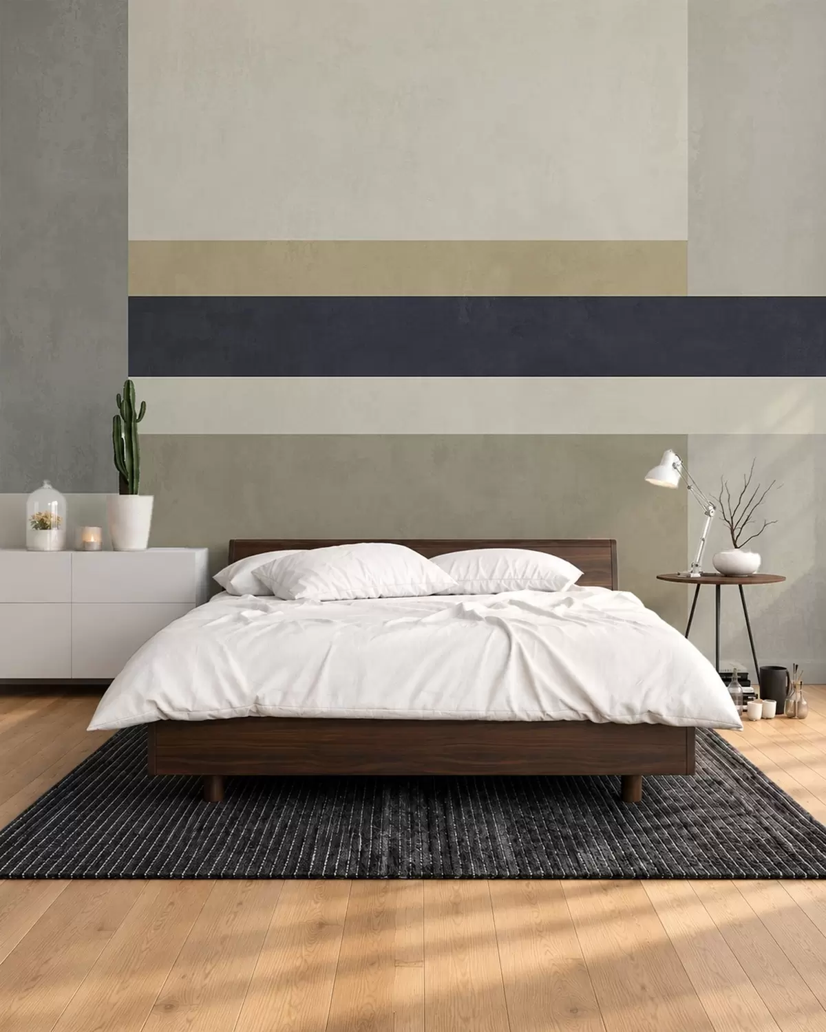 fototapeter Geometriske blokker i beige- og grånyanser med en mørk stripe w05890v1