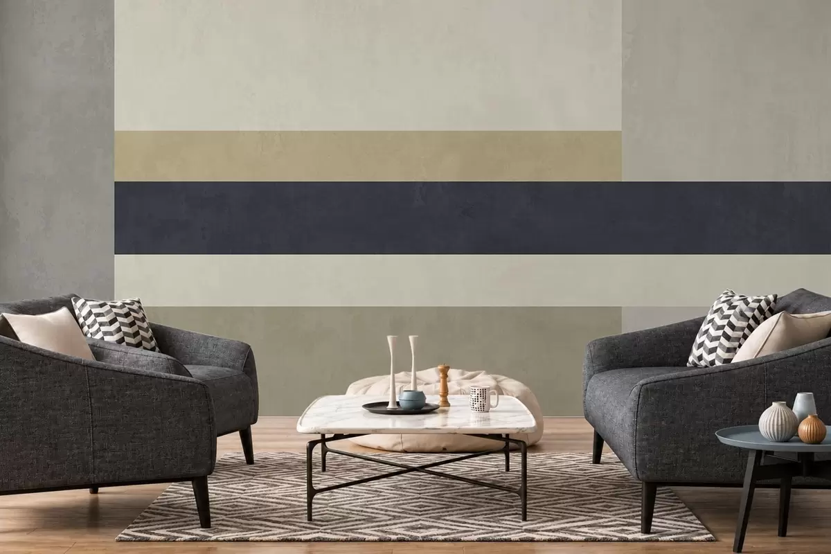 fototapeter Geometriske blokker i beige- og grånyanser med en mørk stripe w05890v1