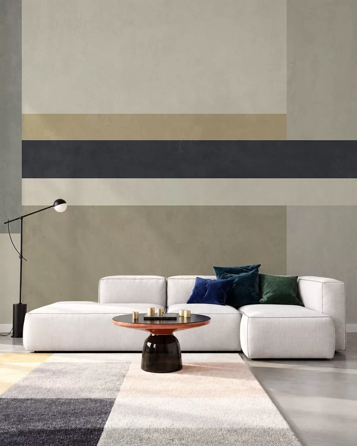 fototapeter Geometriske blokker i beige- og grånyanser med en mørk stripe w05890v1