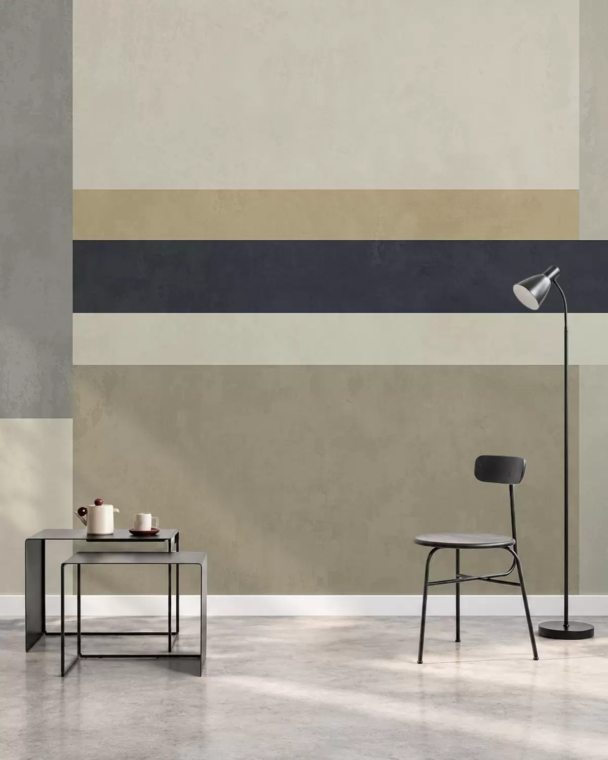 fototapeter Geometriske blokker i beige- og grånyanser med en mørk stripe w05890v1