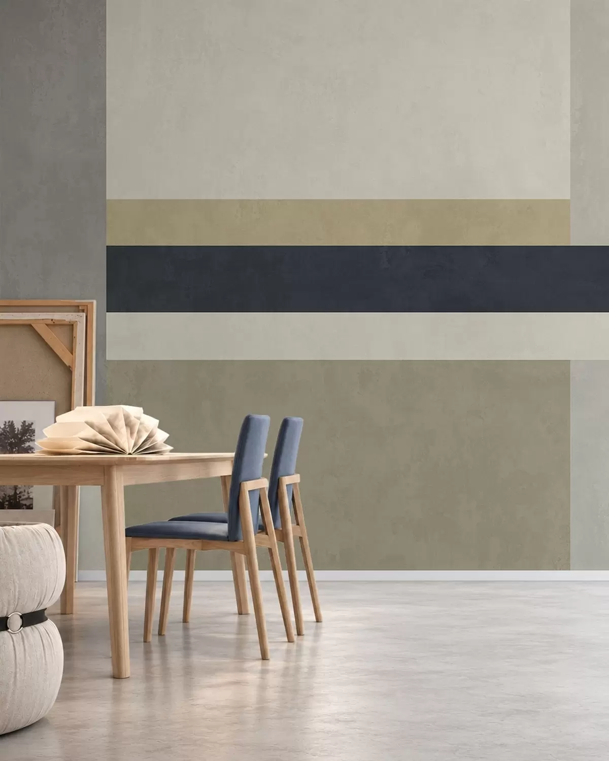 fototapeter Geometriske blokker i beige- og grånyanser med en mørk stripe w05890v1