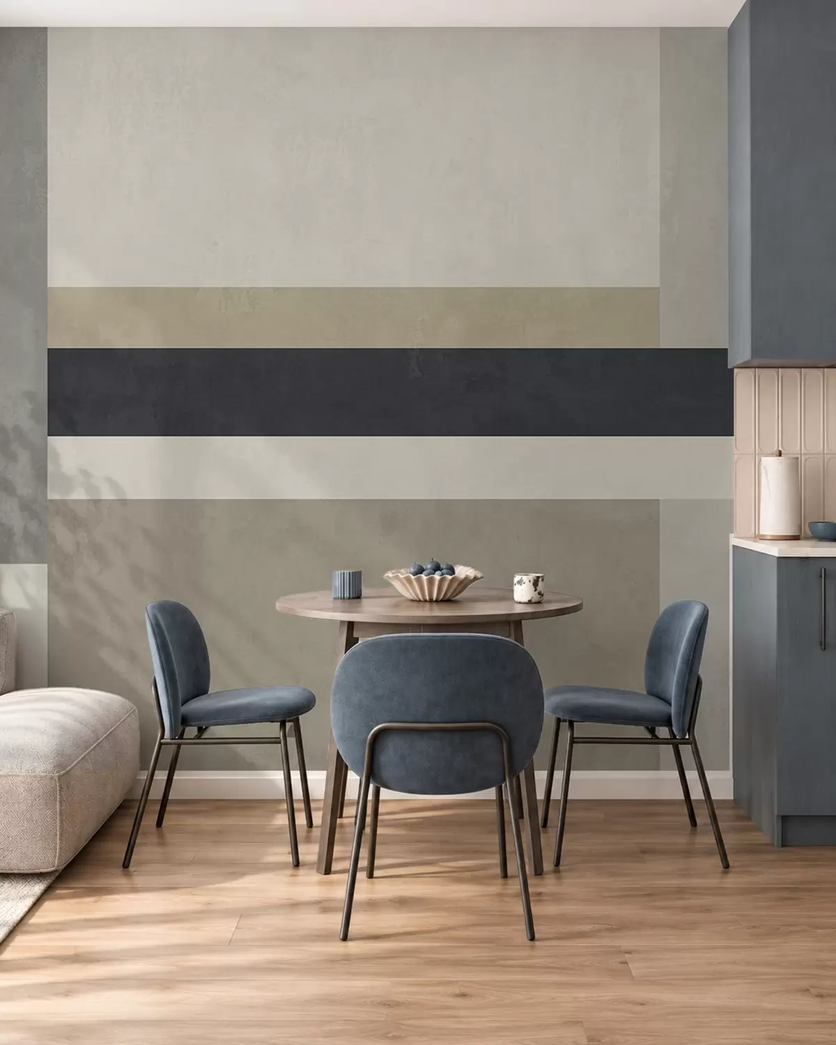 fototapeter Geometriske blokker i beige- og grånyanser med en mørk stripe w05890v1