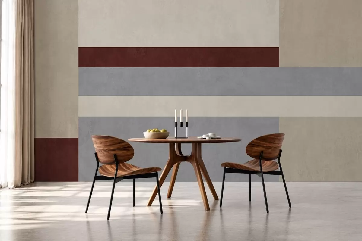 fototapeter Abstrakt geometri med blokker i burgunder, grått og beige w05890v2