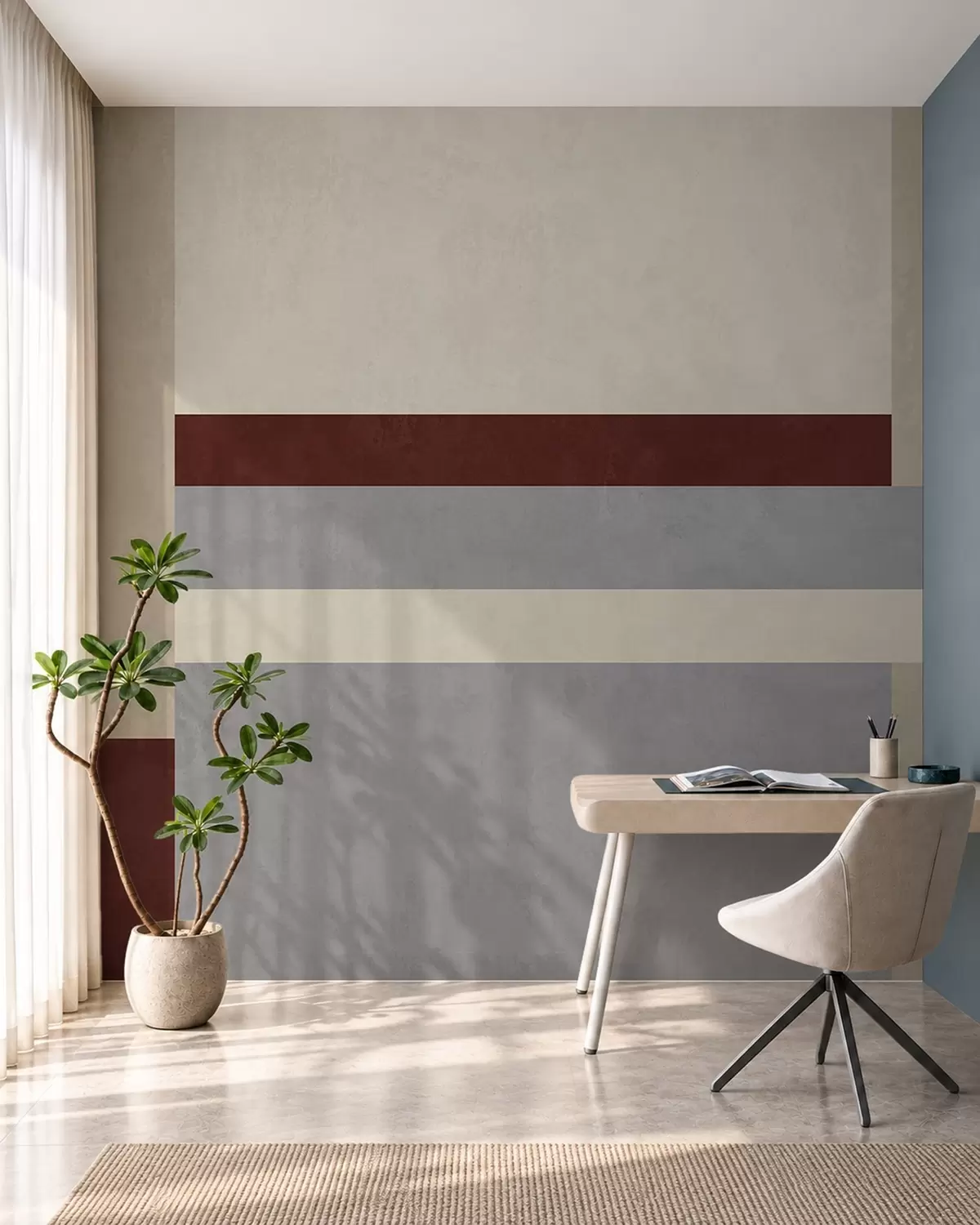 fototapeter Abstrakt geometri med blokker i burgunder, grått og beige w05890v2