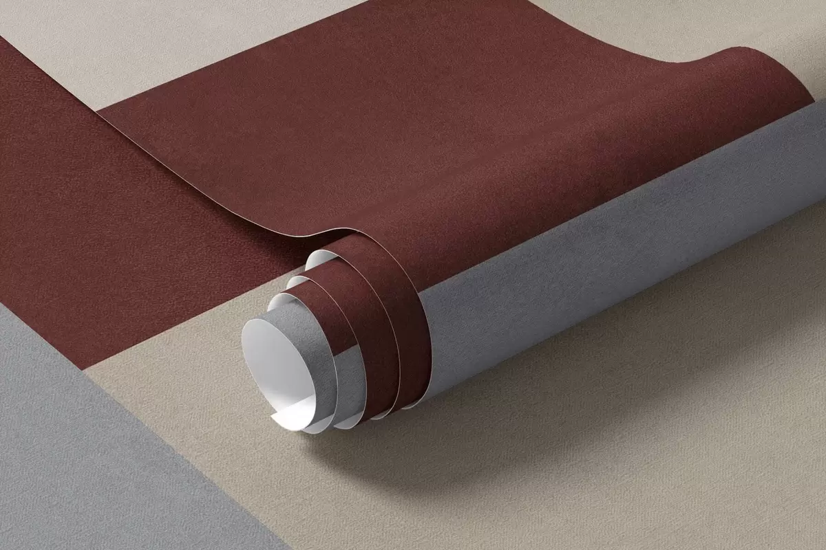 fototapeter Abstrakt geometri med blokker i burgunder, grått og beige w05890v2