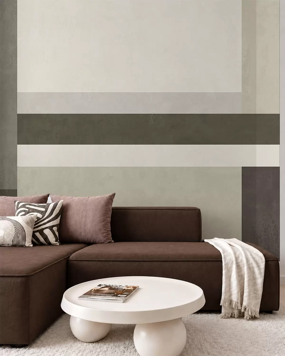 fototapeter Geometrisk komposisjon med blokker i olivengrønt, grått og beige w05890v3