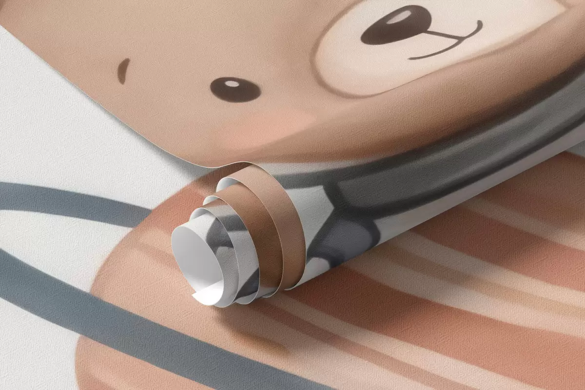 fototapeter Søte teddybjørn-astronauter blant planeter, raketter og stjerner i en myk pastellaktig akvarellstil w10096