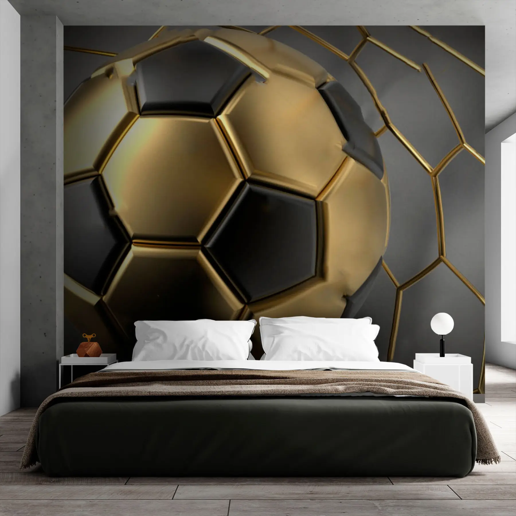 fototapeter En fotball i mål u73011